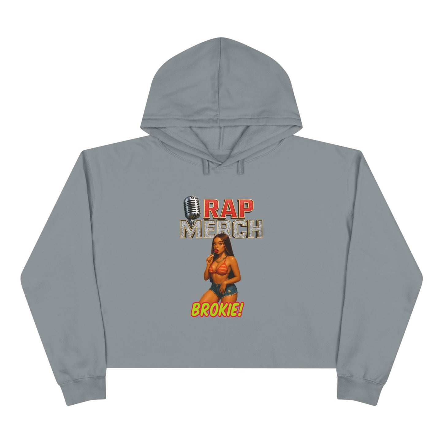 Rap Merchant Crop Hoodie, Trendy Streetwear Sweatshirt, Gift for Music Lovers, Stylish Rapper Hoodie, Casual Fashion Top