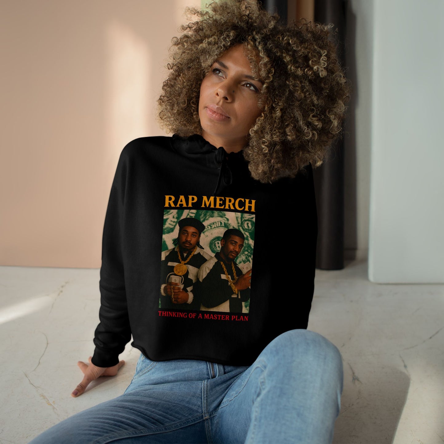 Trendy Hip-Hop Crop Hoodie, Streetwear, Music Lover Gift, Casual Wear, Festival Apparel, Unique Rap Merchandise