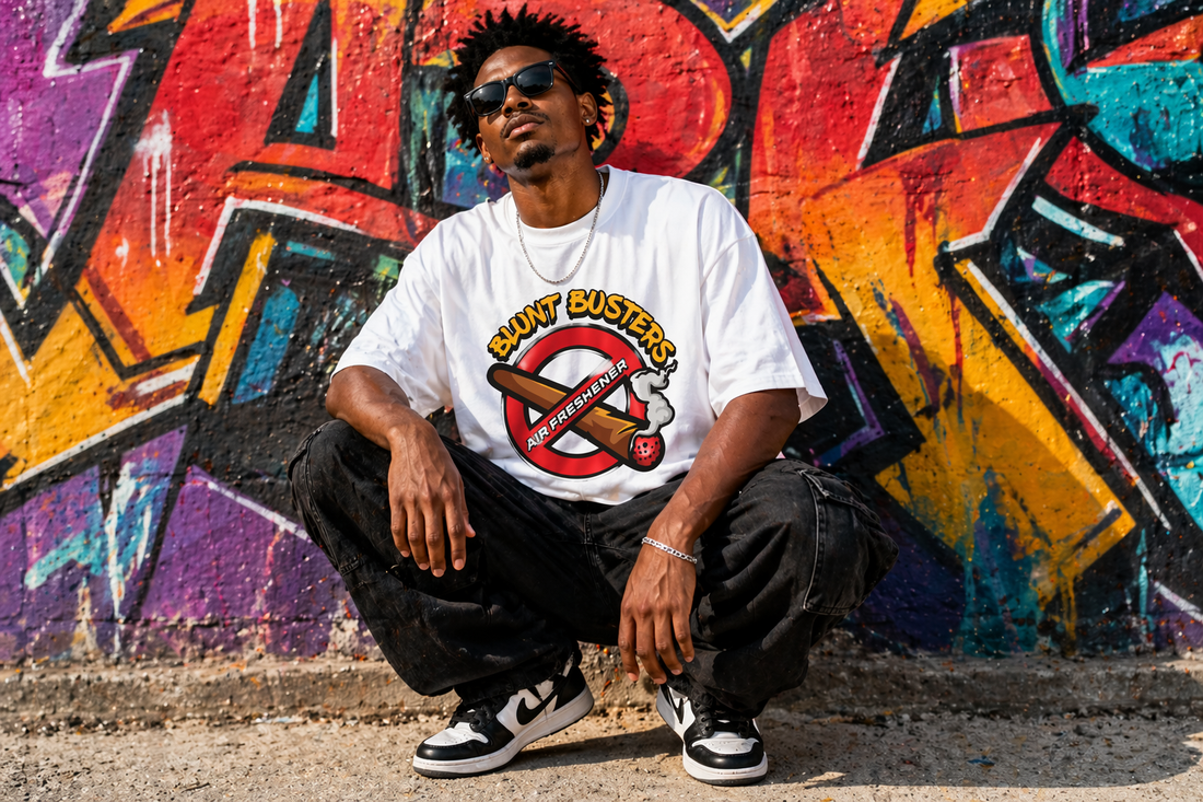 Mens Gold Soft Touch Tshirt White Fit Guide | Bluntbusters