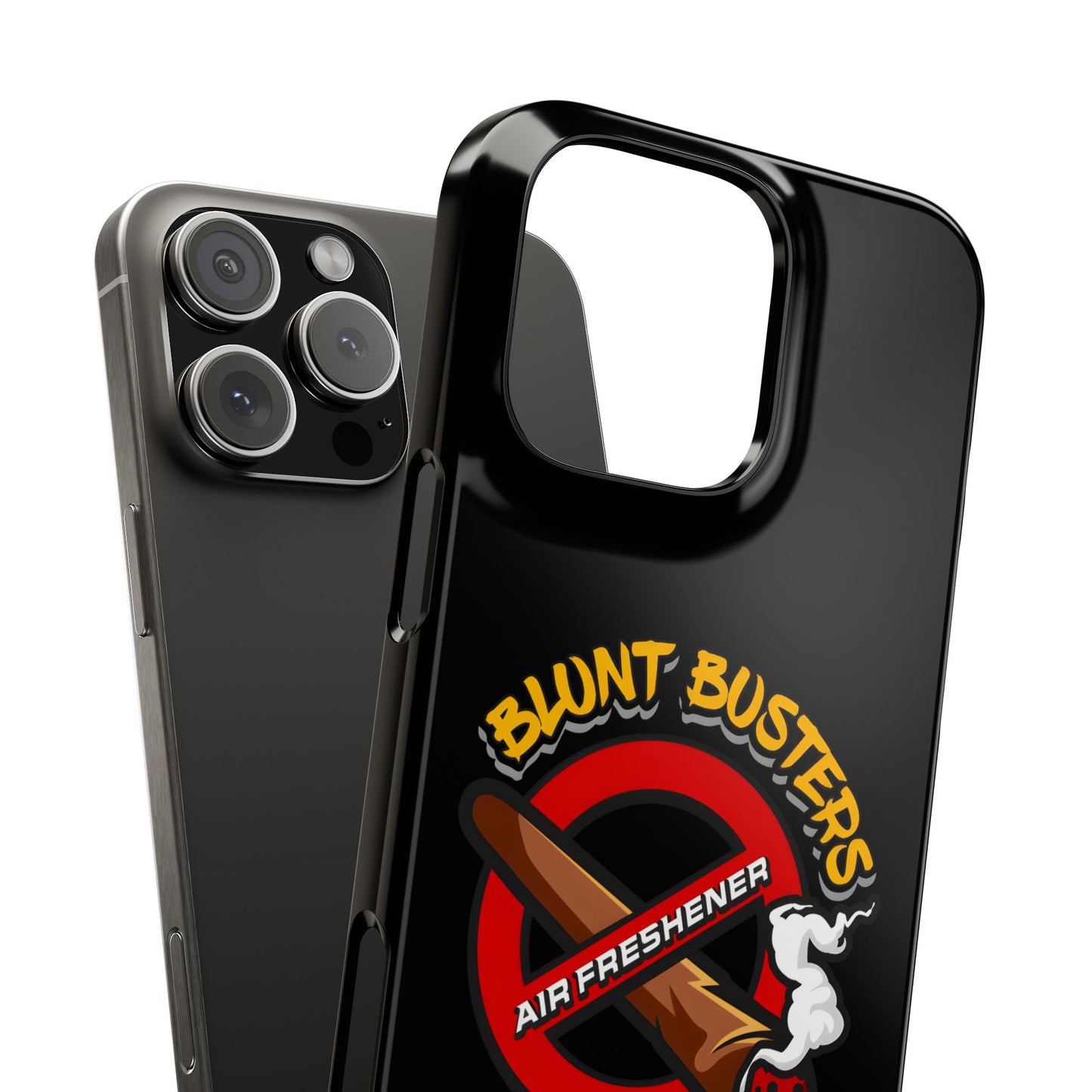 "Slim phone case with Blunt Busters design, trendy protective accessory and fun gift.