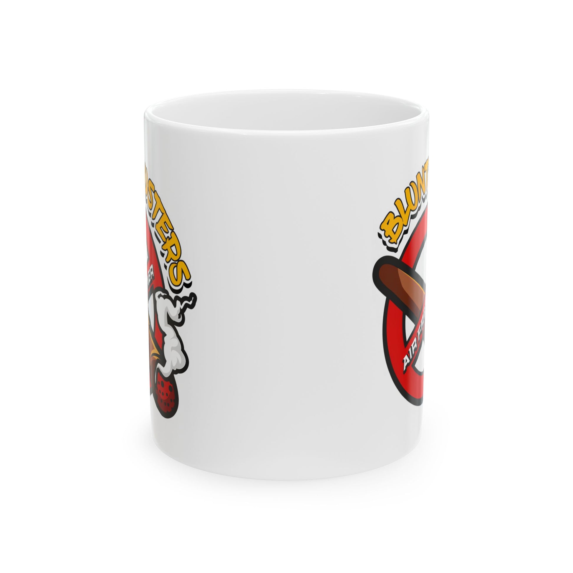 "Ghostbusters humor ceramic mug, funny coffee cup for fans, Halloween, or birthdays.