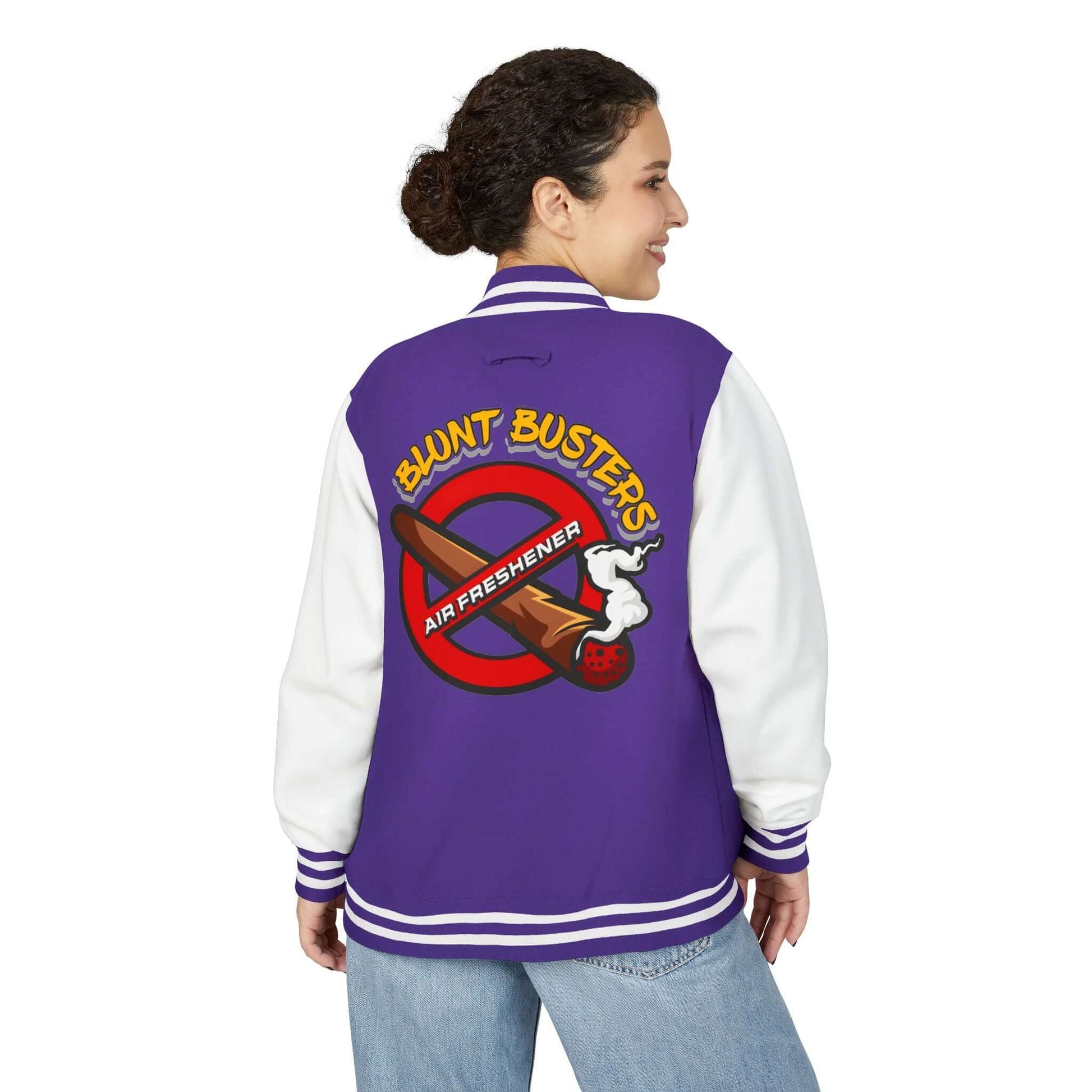 Trendy heavyweight varsity jacket for everyday streetwear Casual varsity jacket featuring unique air freshener design
