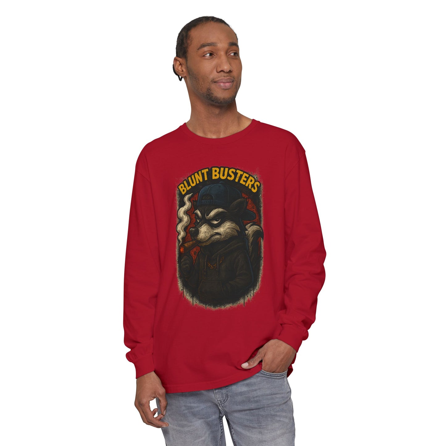 Retro Cartoon Long Sleeve T-Shirt for Casual Wear, Hipster Gift, Streetwear Style, Unisex Fashion, Graphic Tees, Blunt Busters Design