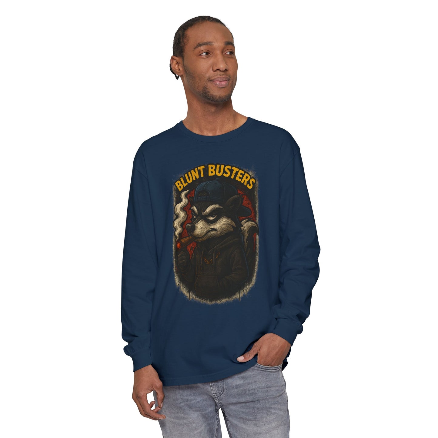 Retro Cartoon Long Sleeve T-Shirt for Casual Wear, Hipster Gift, Streetwear Style, Unisex Fashion, Graphic Tees, Blunt Busters Design