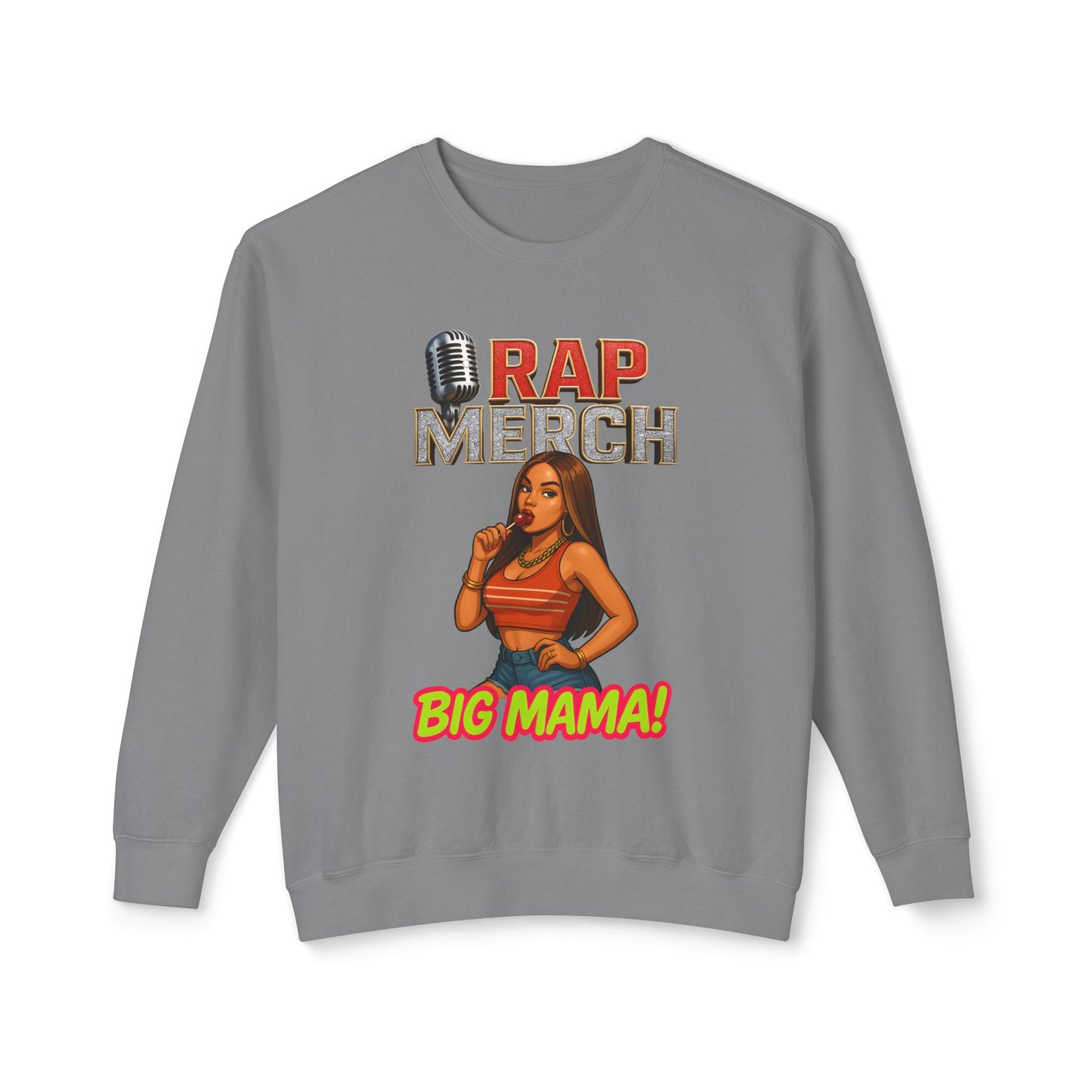 Big Mama Rap Merch Crewneck Sweatshirt, Unisex Lightweight Hoodie, Hip Hop Apparel, Music Lover Gift, Streetwear Fashion