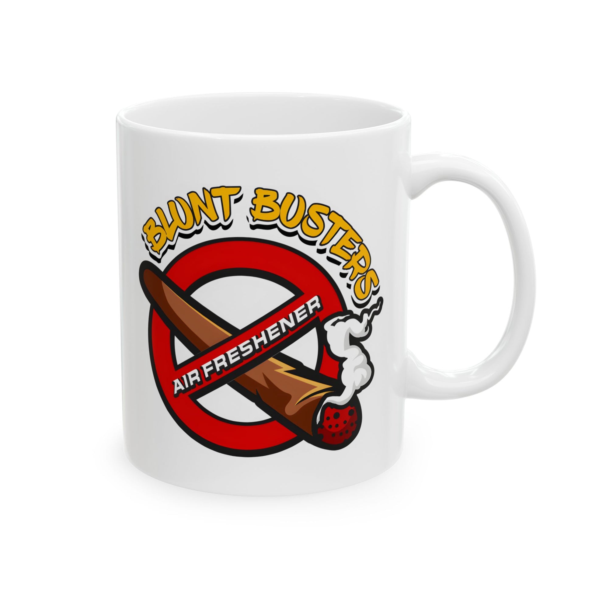 "Ghostbusters humor ceramic mug, funny coffee cup for fans, Halloween, or birthdays.