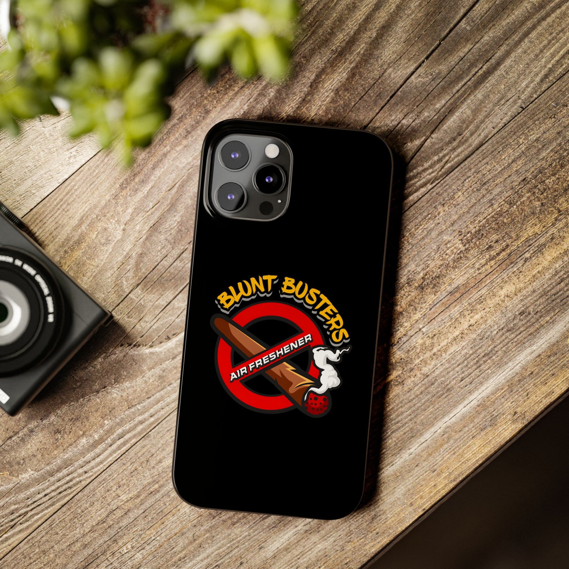 "Slim phone case with Blunt Busters design, trendy protective accessory and fun gift.