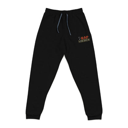 Embroidered Retro Flame Gold Trim Rap Merch Logo Joggers