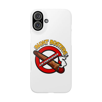 "Blunt Busters slim phone case, quirky air freshener design and fun gift for smokers."