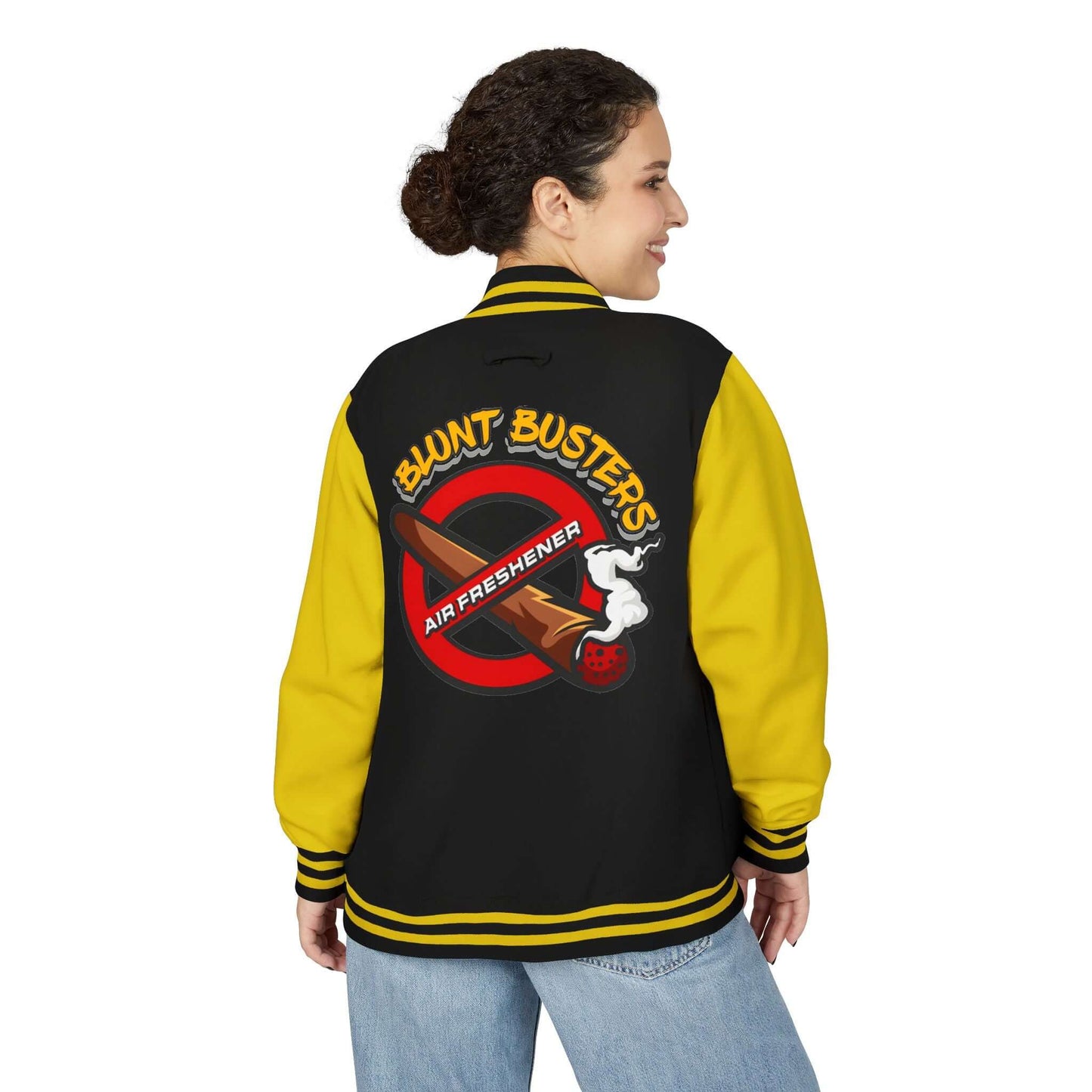 Trendy heavyweight varsity jacket for everyday streetwear Casual varsity jacket featuring unique air freshener design