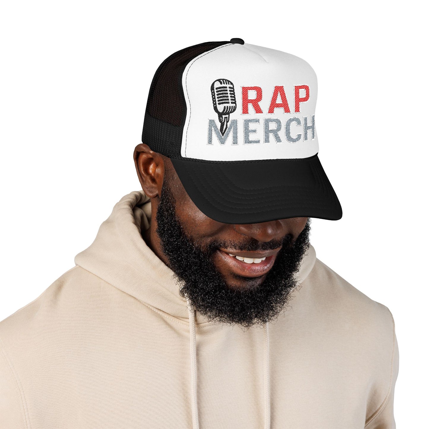 Embroidered Foam Trucker Hat | Retro Rap Merch Cap, Casual Outdoor Gear, Gift for Music Lovers, Streetwear Accessory