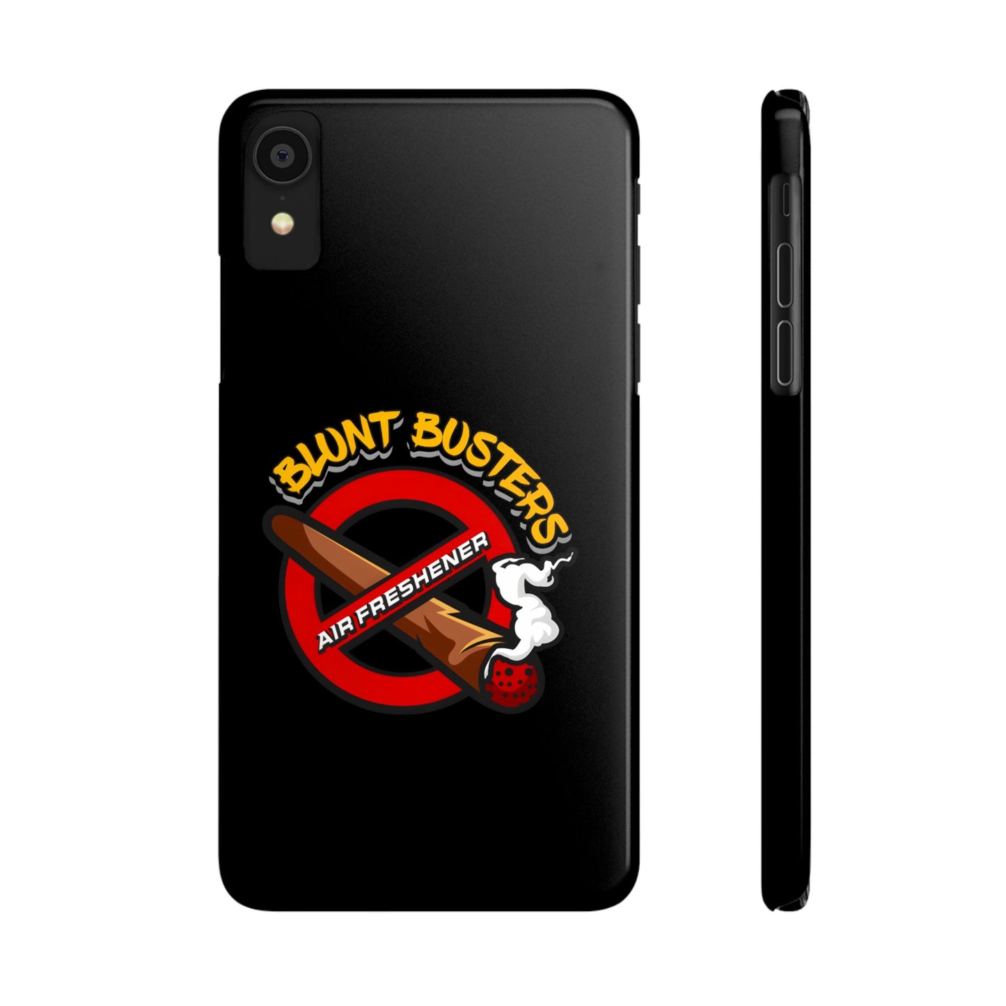 "Slim phone case with Blunt Busters design, trendy protective accessory and fun gift.