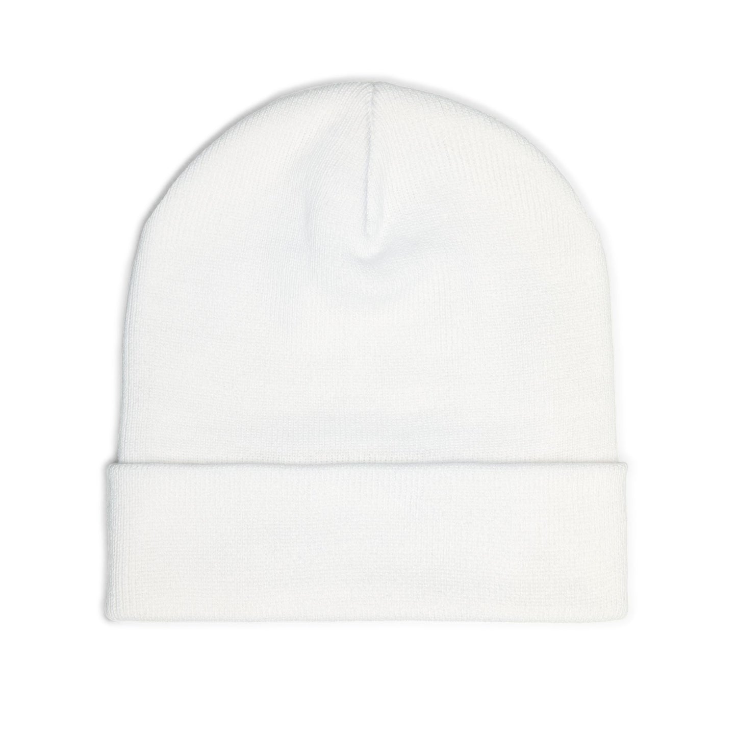 Rap Merch White Embroidered Knit Beanie, Hip Hop Accessory, Music Lover Gift, Streetwear Fashion, Winter Warmth, Trendy Headwear