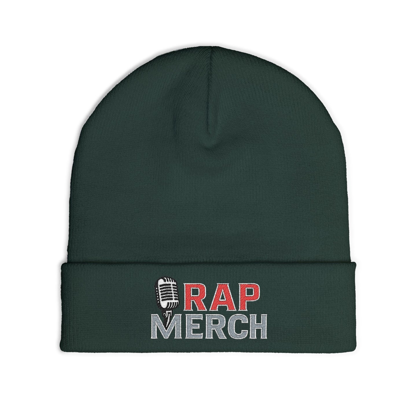Rap Merch White Embroidered Knit Beanie, Hip Hop Accessory, Music Lover Gift, Streetwear Fashion, Winter Warmth, Trendy Headwear