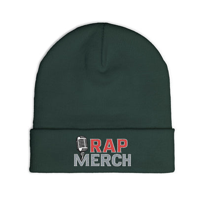 Rap Merch White Embroidered Knit Beanie, Hip Hop Accessory, Music Lover Gift, Streetwear Fashion, Winter Warmth, Trendy Headwear