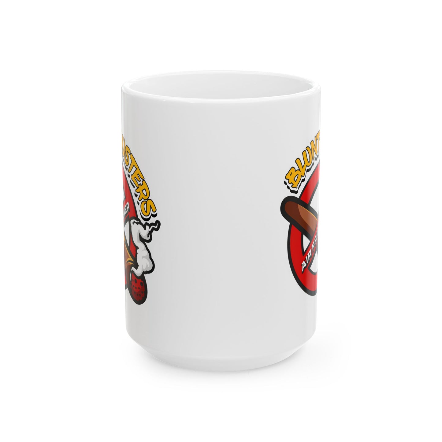"Ghostbusters humor ceramic mug, funny coffee cup for fans, Halloween, or birthdays.