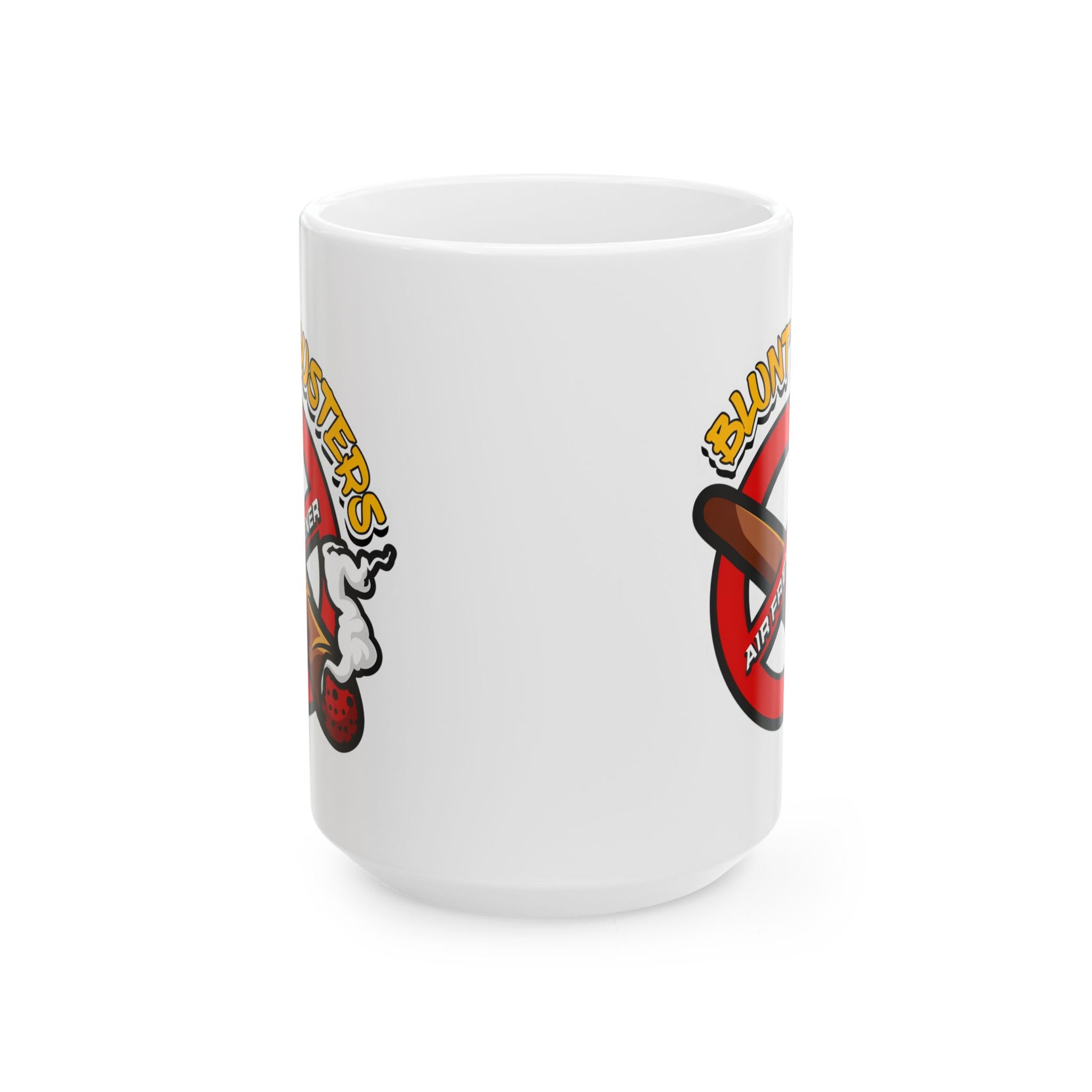 "Ghostbusters humor ceramic mug, funny coffee cup for fans, Halloween, or birthdays.
