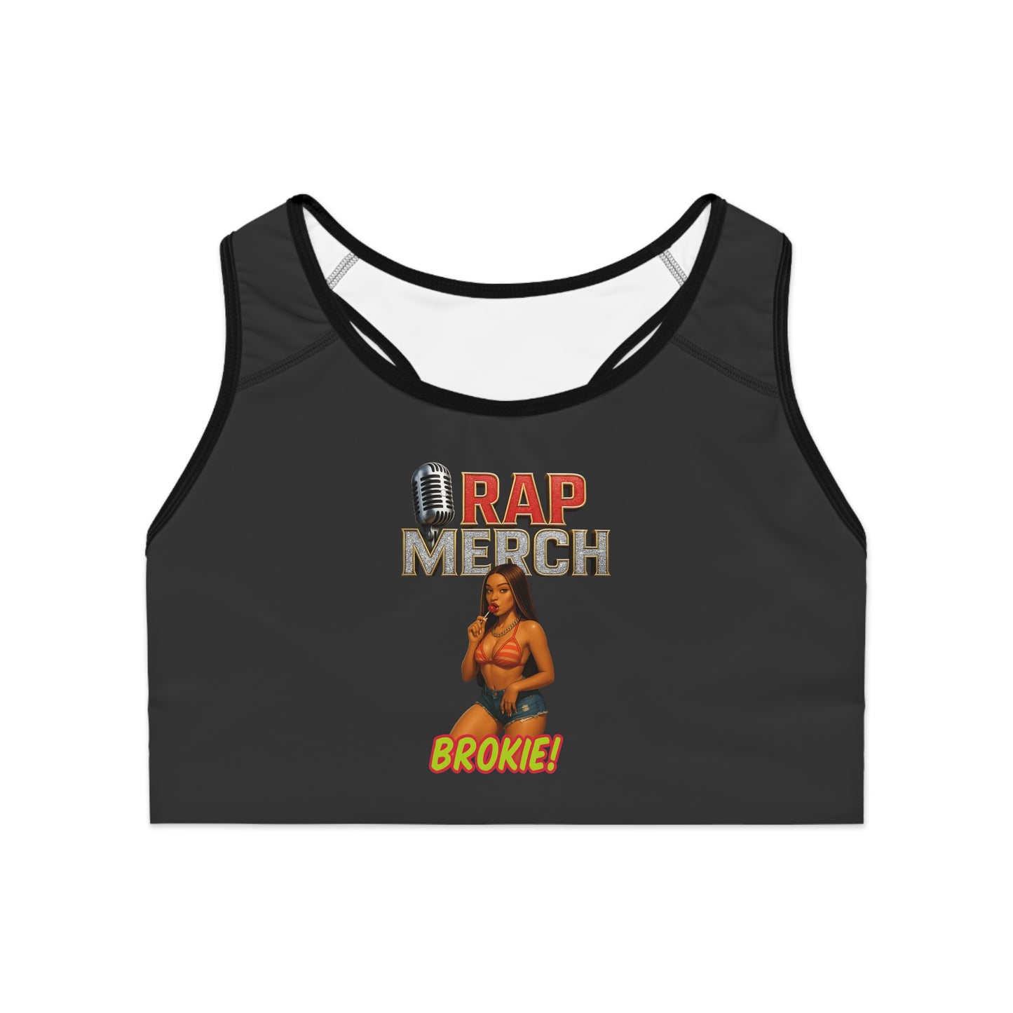 Rap Themed Sports Bra | Trendy Workout Gear, Comfortable Activewear, Gift for Fitness Lovers, Unique Workout Top, Music Merch