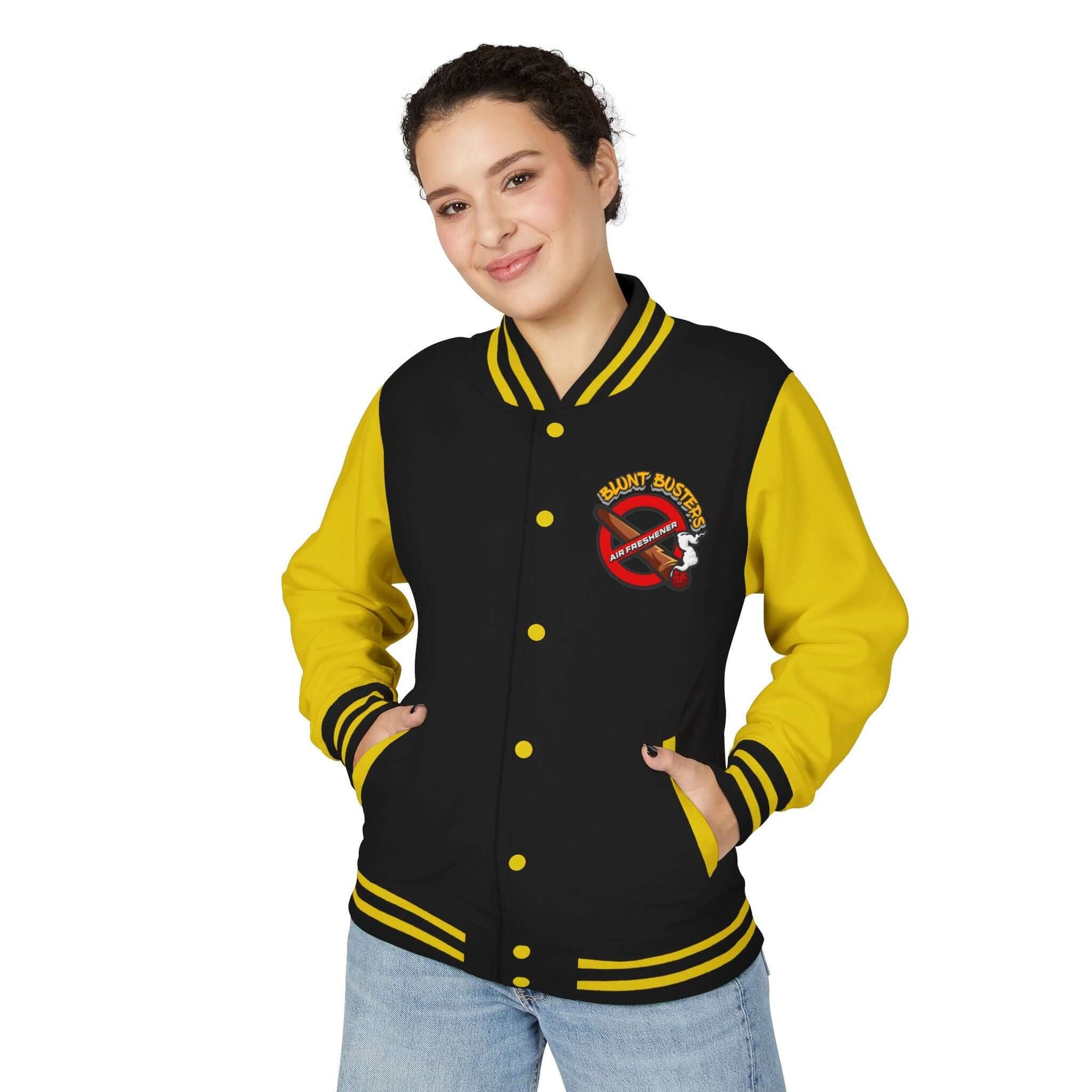 Trendy heavyweight varsity jacket for everyday streetwear Casual varsity jacket featuring unique air freshener design
