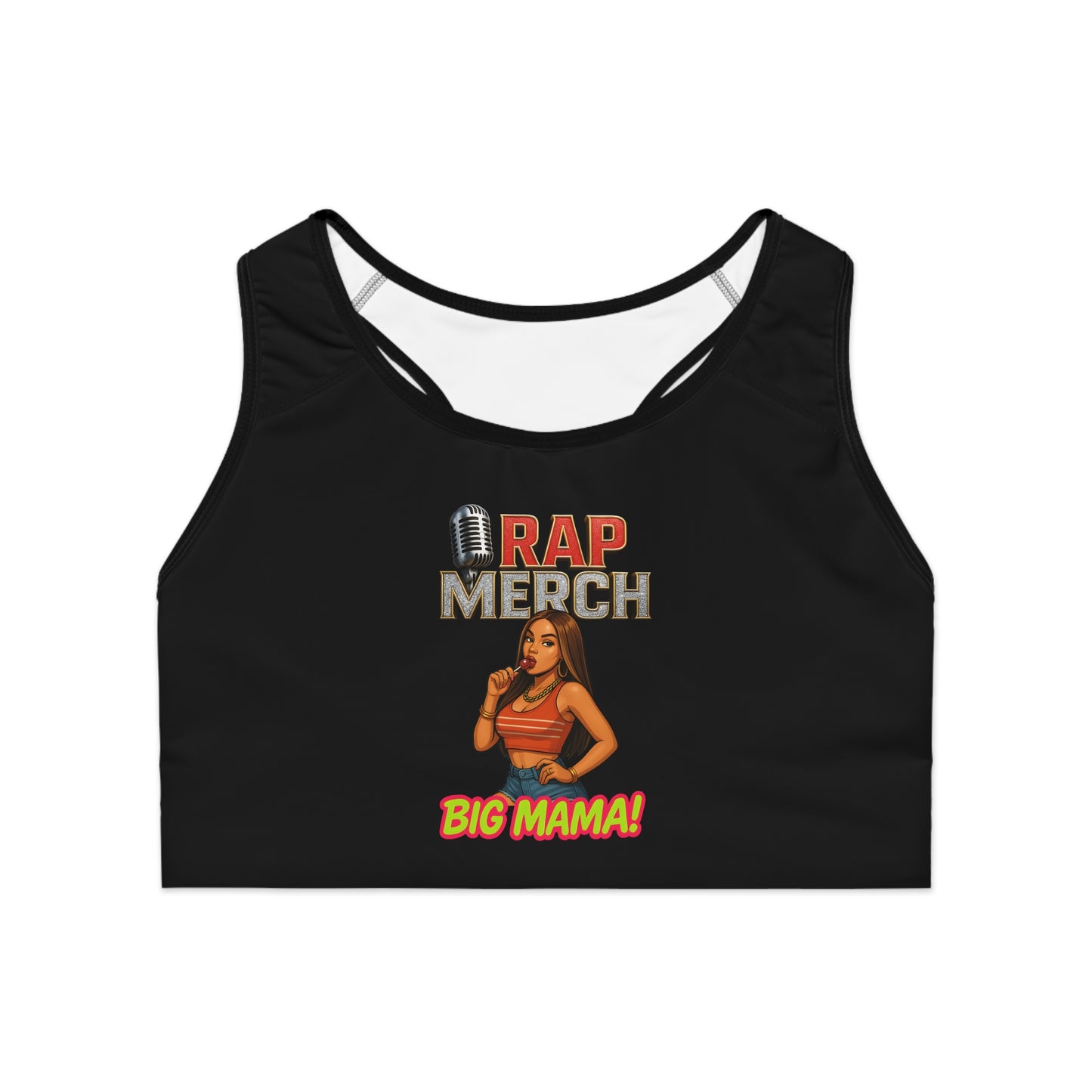 Rap Merch Sports Bra, Fitness Top, Workout Gear, Activewear, Gift for Gym Lovers, Big Mama Design