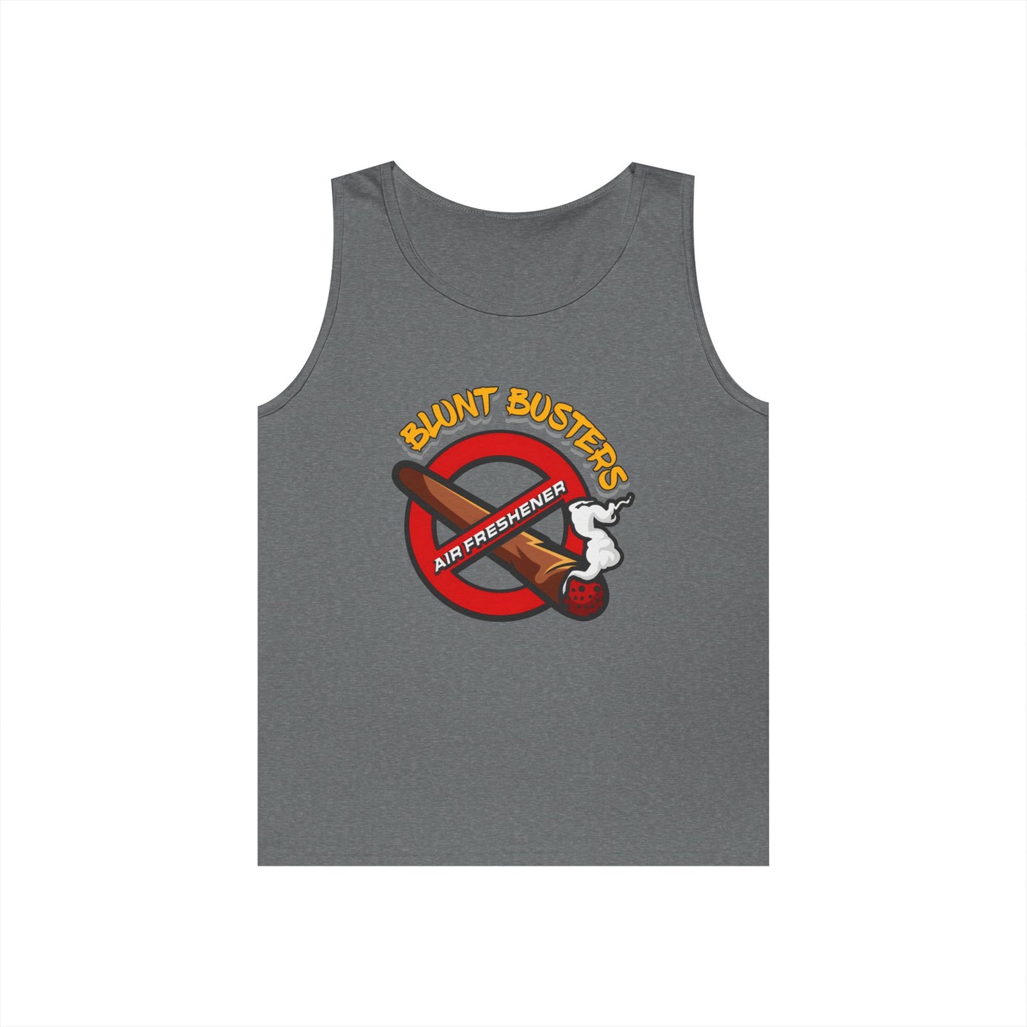 "Blunt Busters unisex heavy cotton tank top, fun summer tee for parties, festivals, and casual wear."