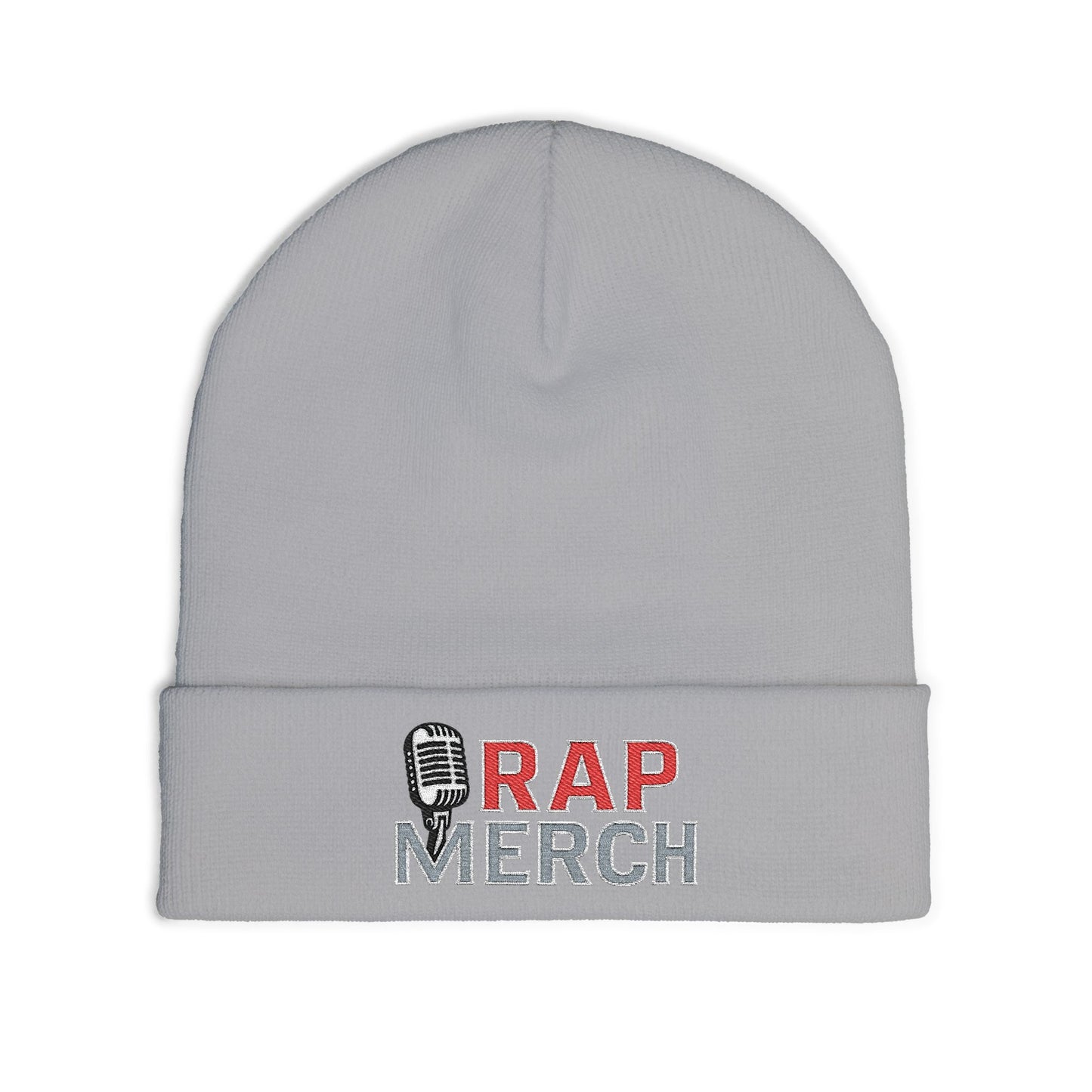 Rap Merch White Embroidered Knit Beanie, Hip Hop Accessory, Music Lover Gift, Streetwear Fashion, Winter Warmth, Trendy Headwear