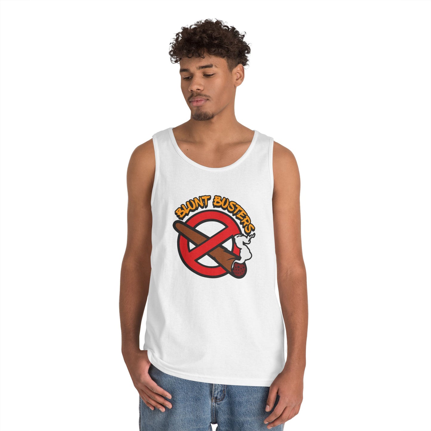 Blunt Busters Unisex Heavy Cotton Tank Top | Fun Tee for Parties, Festivals, Summer Vibes, Casual Wear, Gift