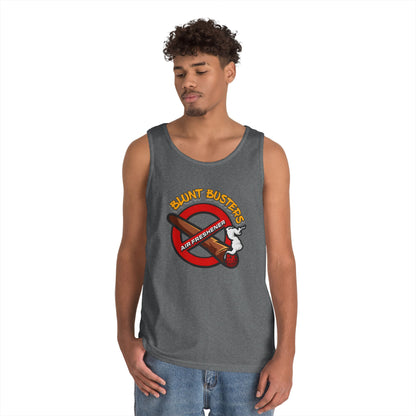 "Blunt Busters unisex heavy cotton tank top, fun summer tee for parties, festivals, and casual wear."