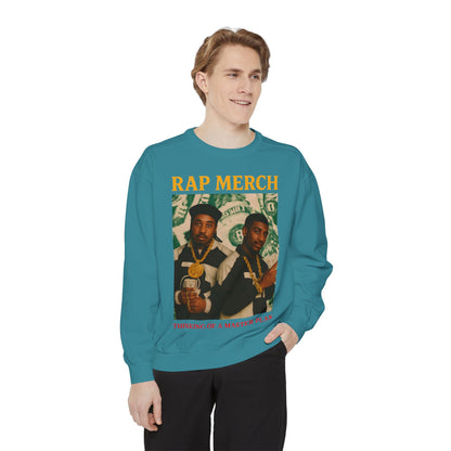 Rap Merch Unisex Garment-Dyed Sweatshirt, Cool Streetwear, Gift for Hip-Hop Fans, Casual Wear, Music Lover's Apparel