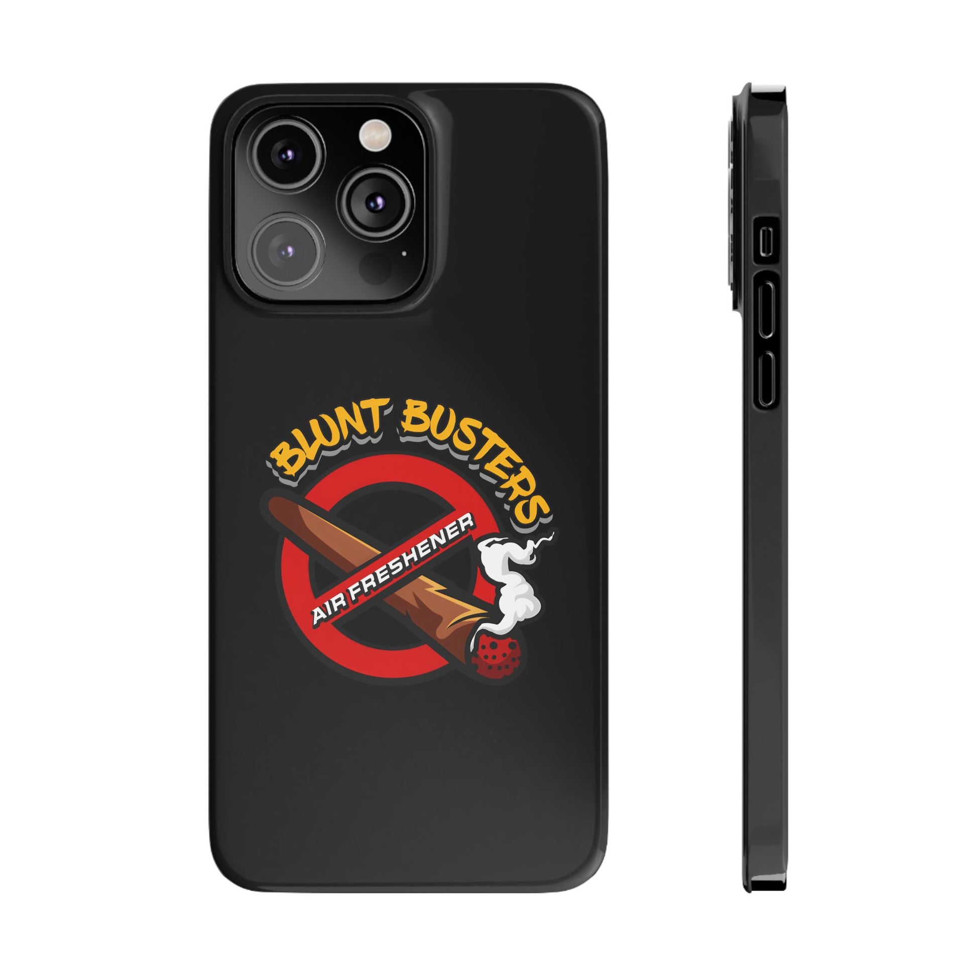 "Slim phone case with Blunt Busters design, trendy protective accessory and fun gift.