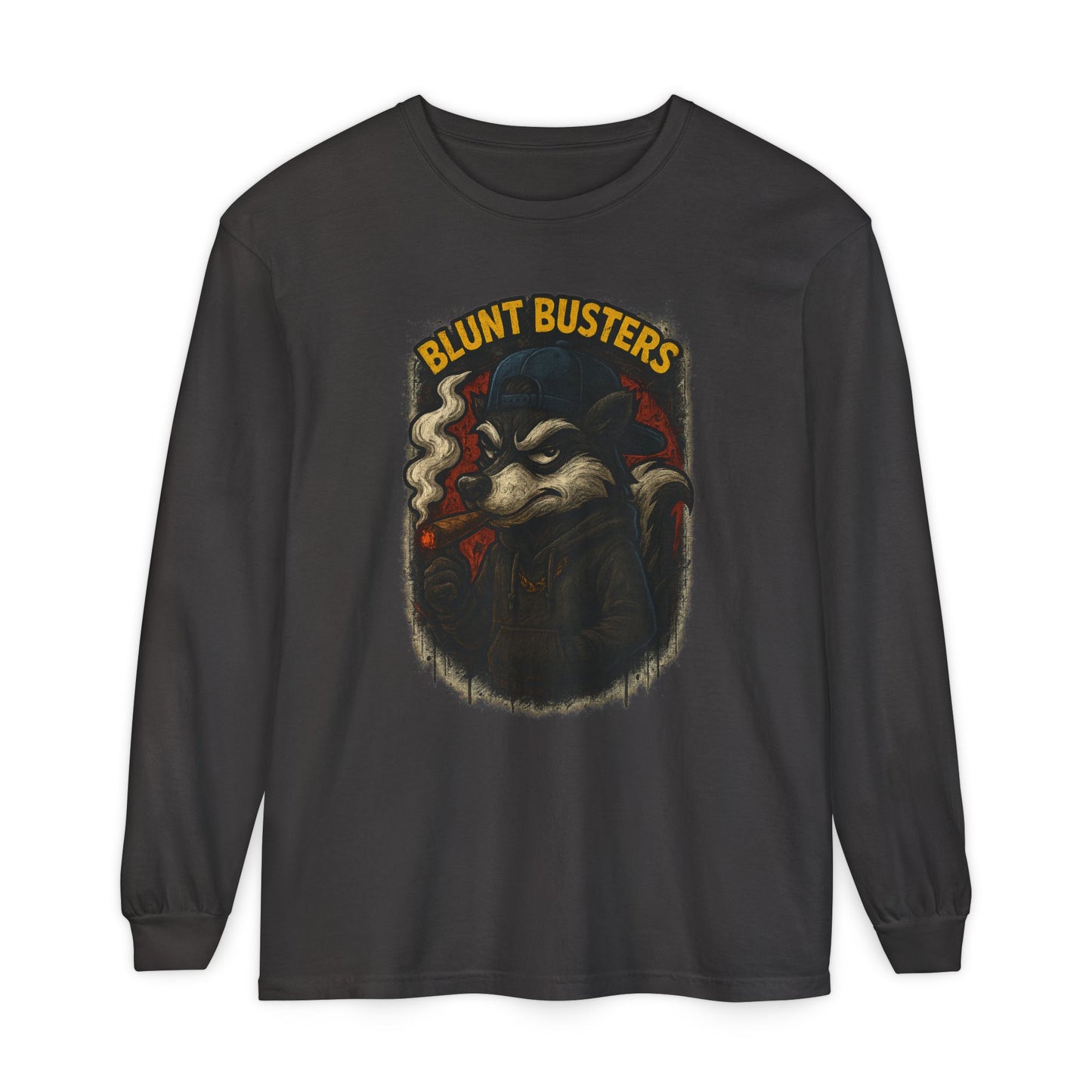 Retro Cartoon Long Sleeve T-Shirt for Casual Wear, Hipster Gift, Streetwear Style, Unisex Fashion, Graphic Tees, Blunt Busters Design