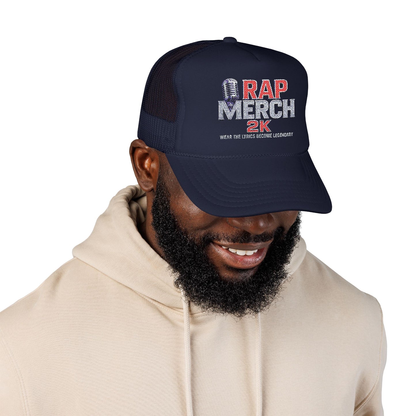 Embroidered Foam Trucker Hat | Retro Rap Merch Cap, Casual Outdoor Gear, Gift for Music Lovers, Streetwear Accessory
