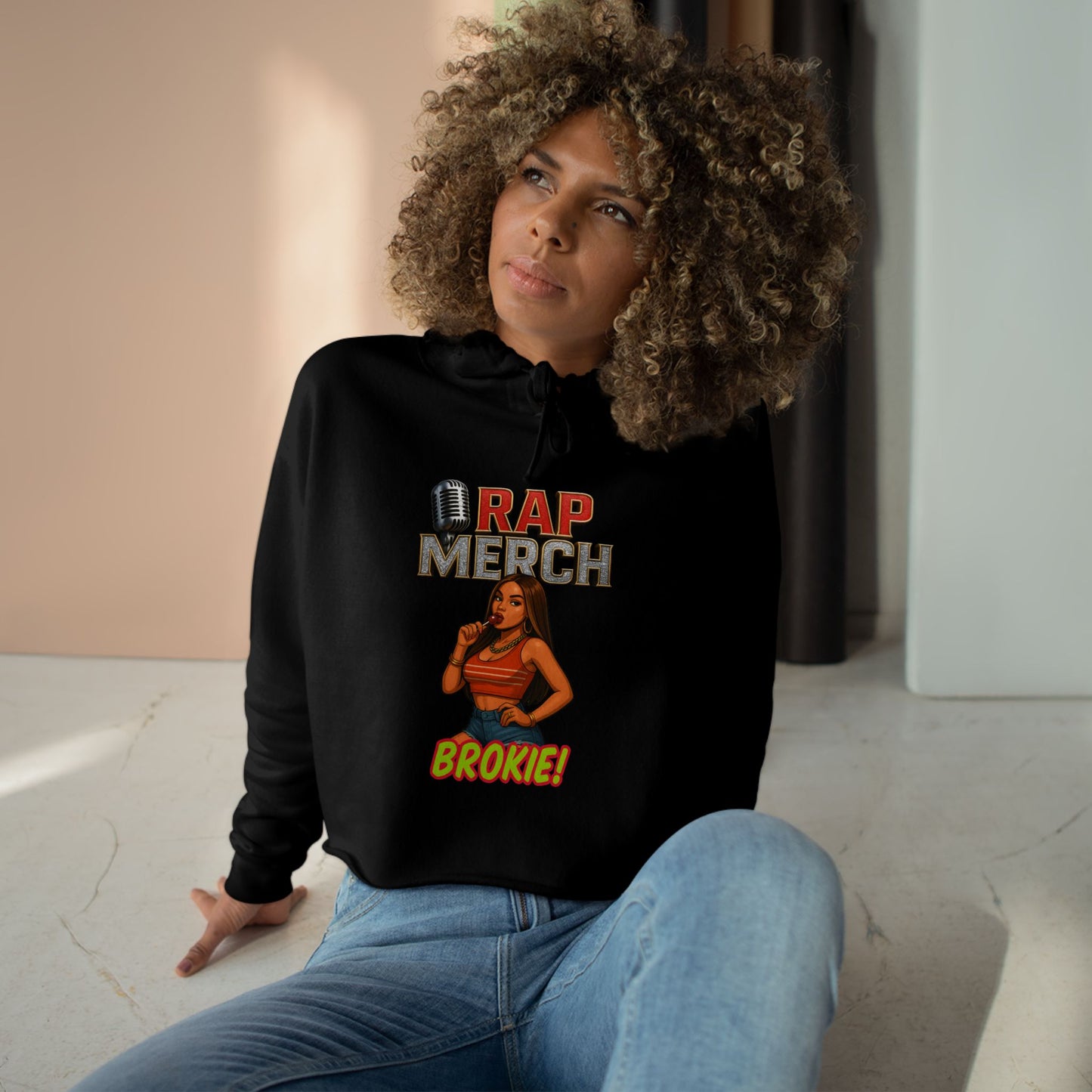 Rap-Themed Crop Hoodie, Cool Casual Hoodie, Music Lover Gift, Trendy Streetwear, Unique Graphic Sweatshirt, Everyday Comfort Wear