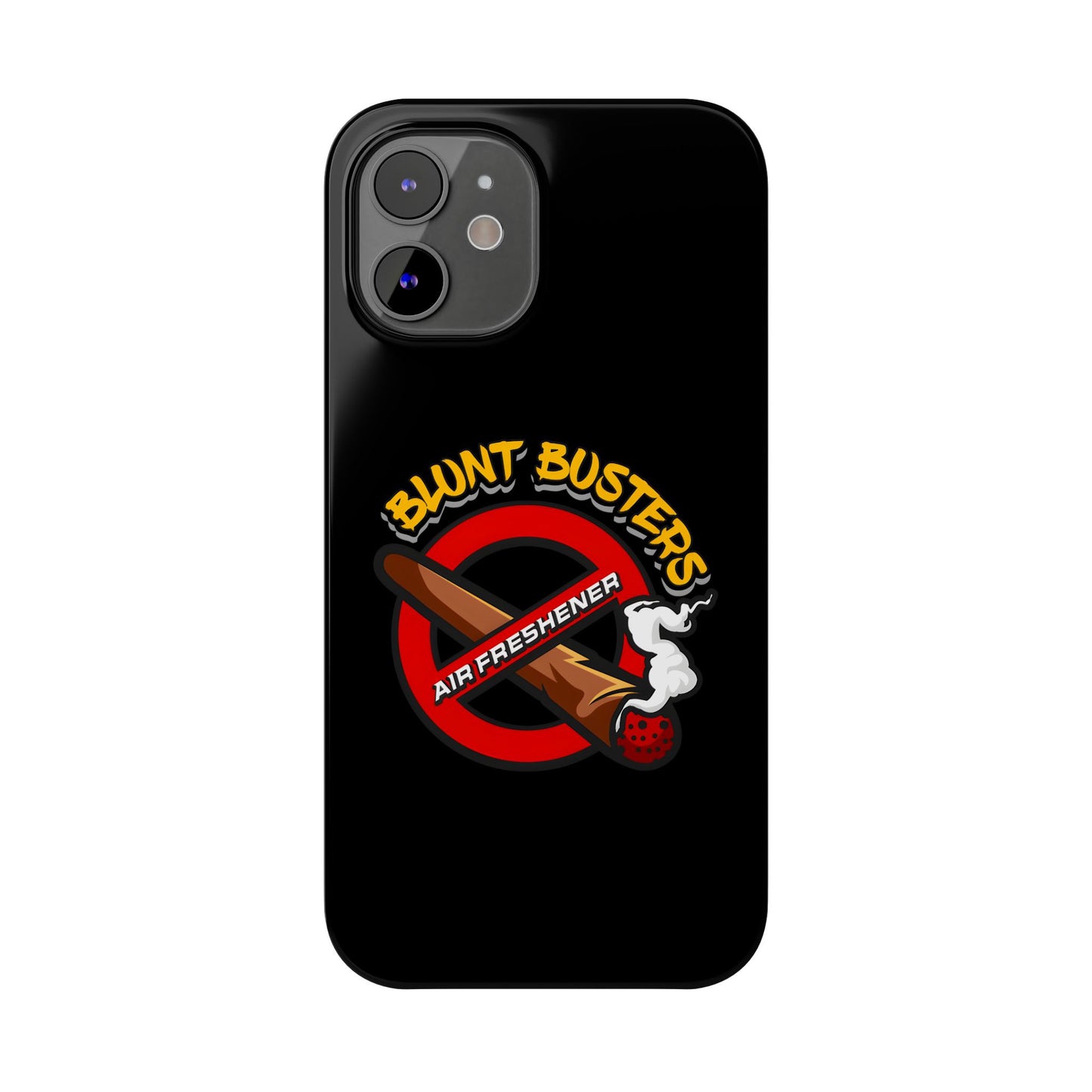 "Slim phone case with Blunt Busters design, trendy protective accessory and fun gift.