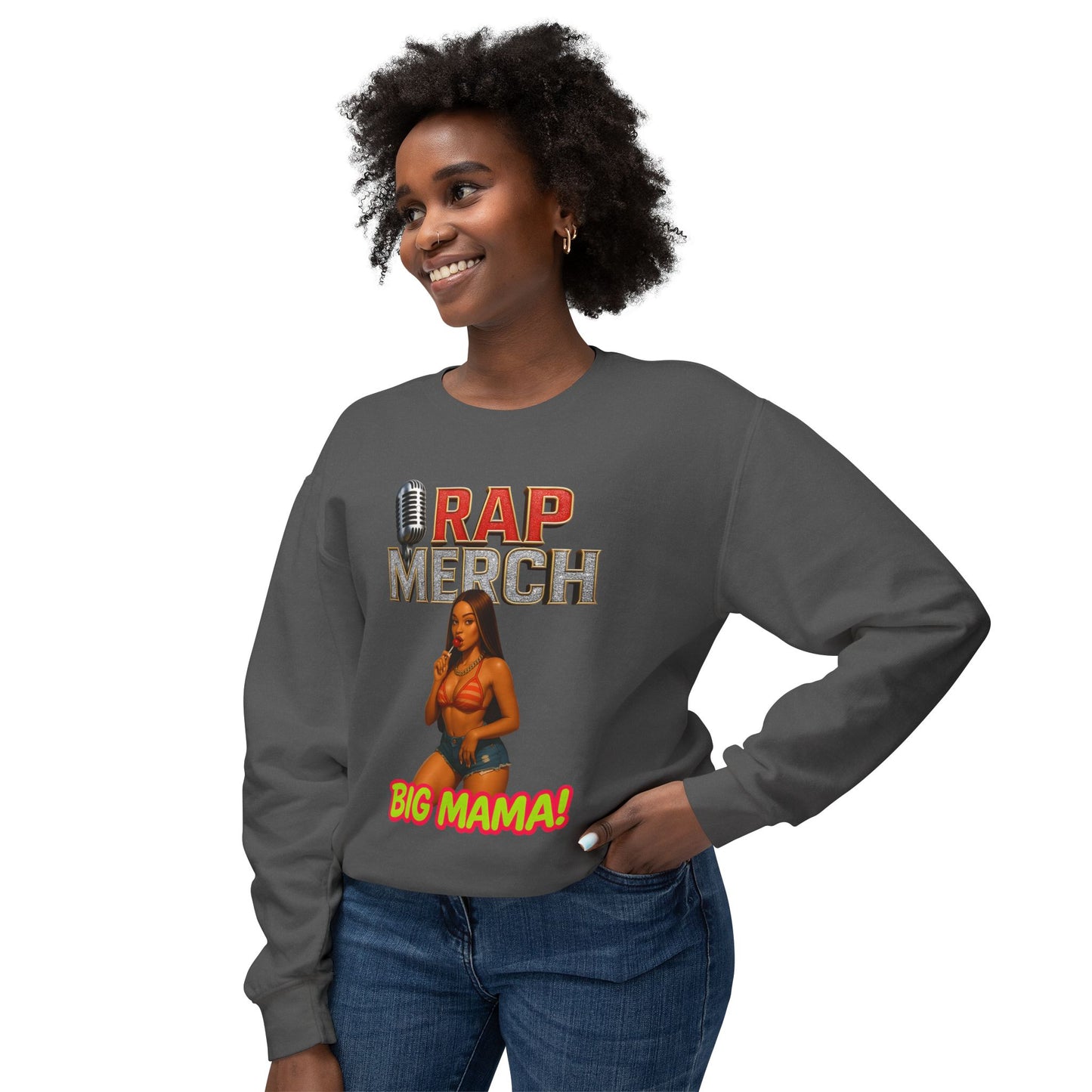 Rap Merch Unisex Lightweight Crewneck Sweatshirt - Big Mama! Perfect for Streetwear Lovers, Music Fans, Gift for Hip Hop Enthusiasts, [...]