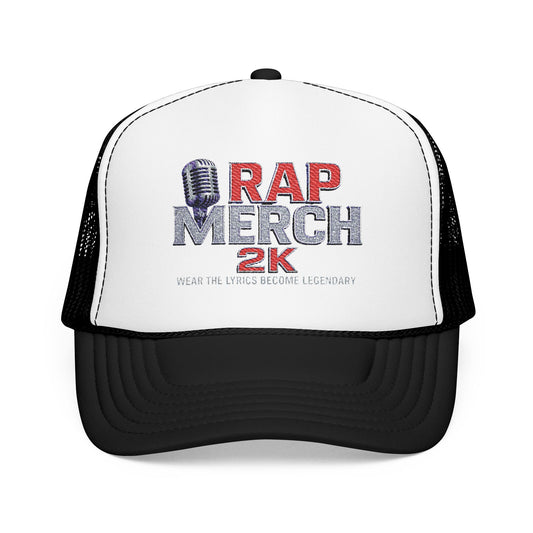 Embroidered Foam Trucker Hat | Retro Rap Merch Cap, Casual Outdoor Gear, Gift for Music Lovers, Streetwear Accessory