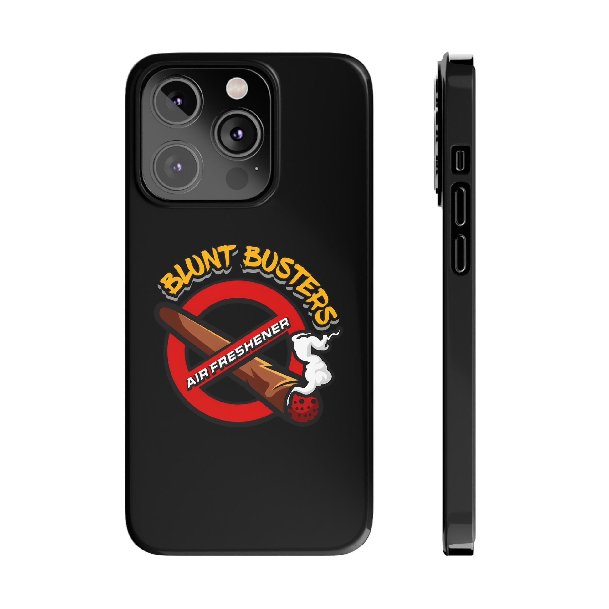 "Slim phone case with Blunt Busters design, trendy protective accessory and fun gift.