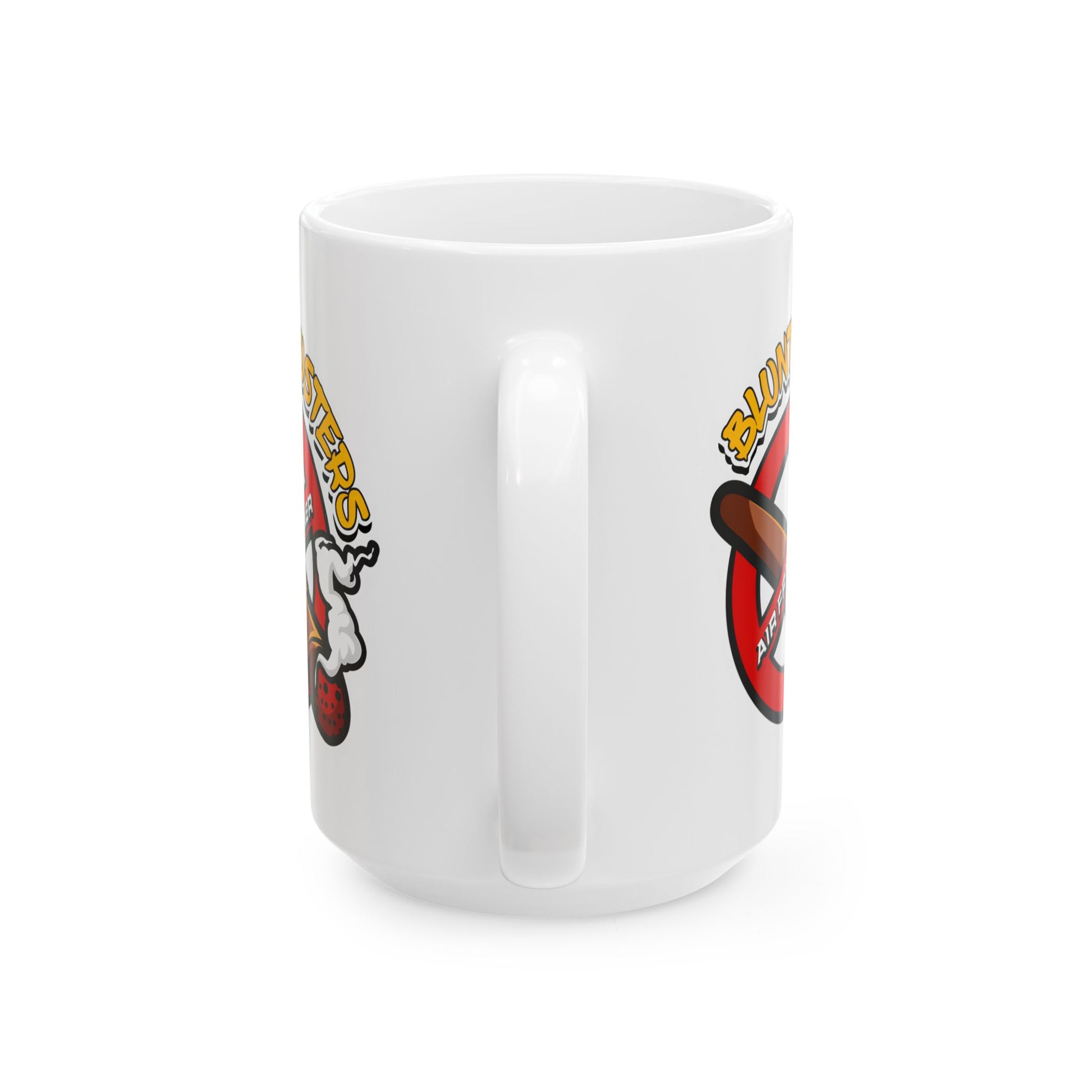 "Ghostbusters humor ceramic mug, funny coffee cup for fans, Halloween, or birthdays.