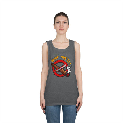 "Blunt Busters unisex heavy cotton tank top, fun summer tee for parties, festivals, and casual wear."