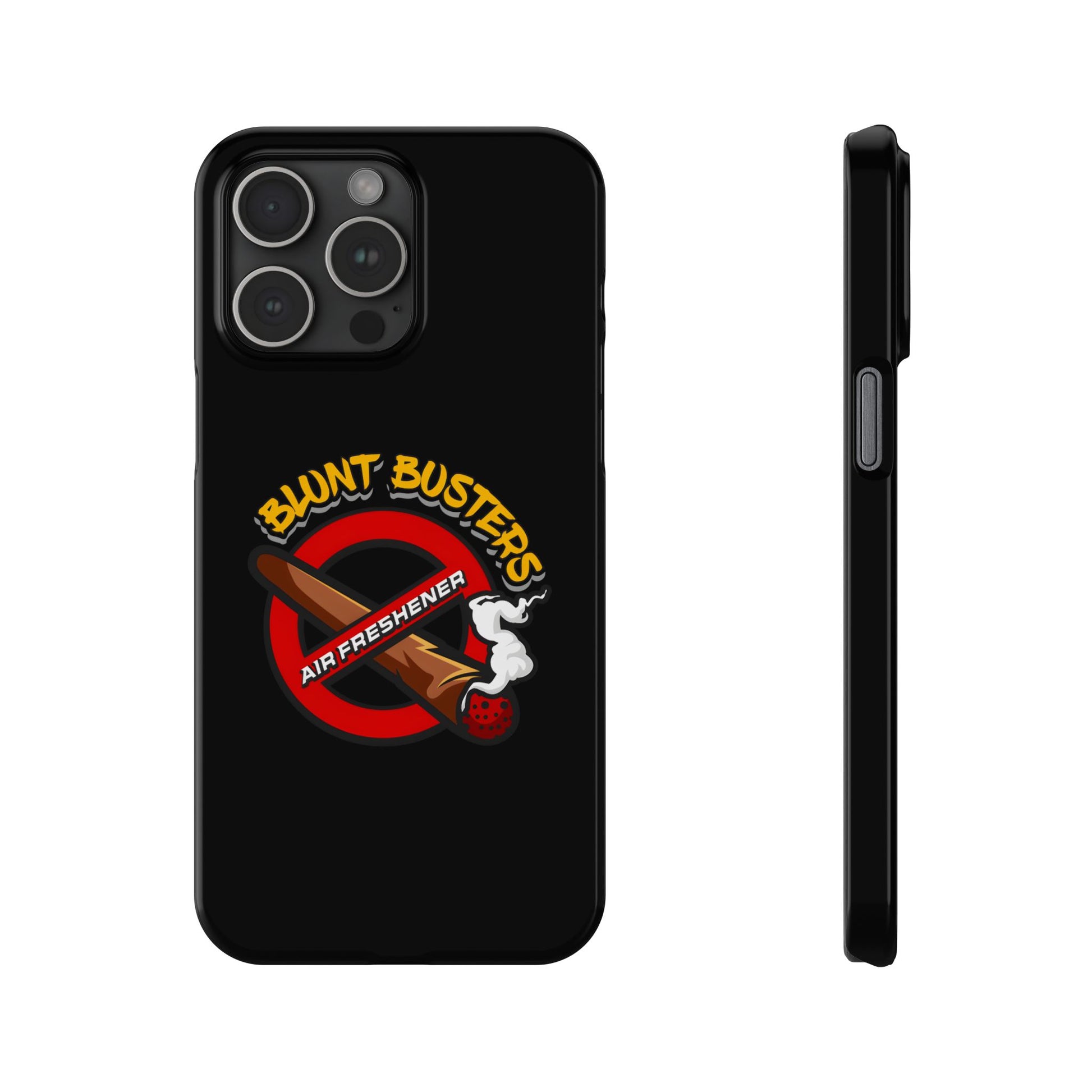 "Slim phone case with Blunt Busters design, trendy protective accessory and fun gift.
