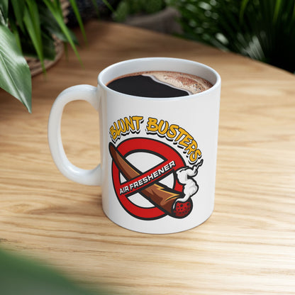"Ghostbusters humor ceramic mug, funny coffee cup for fans, Halloween, or birthdays.