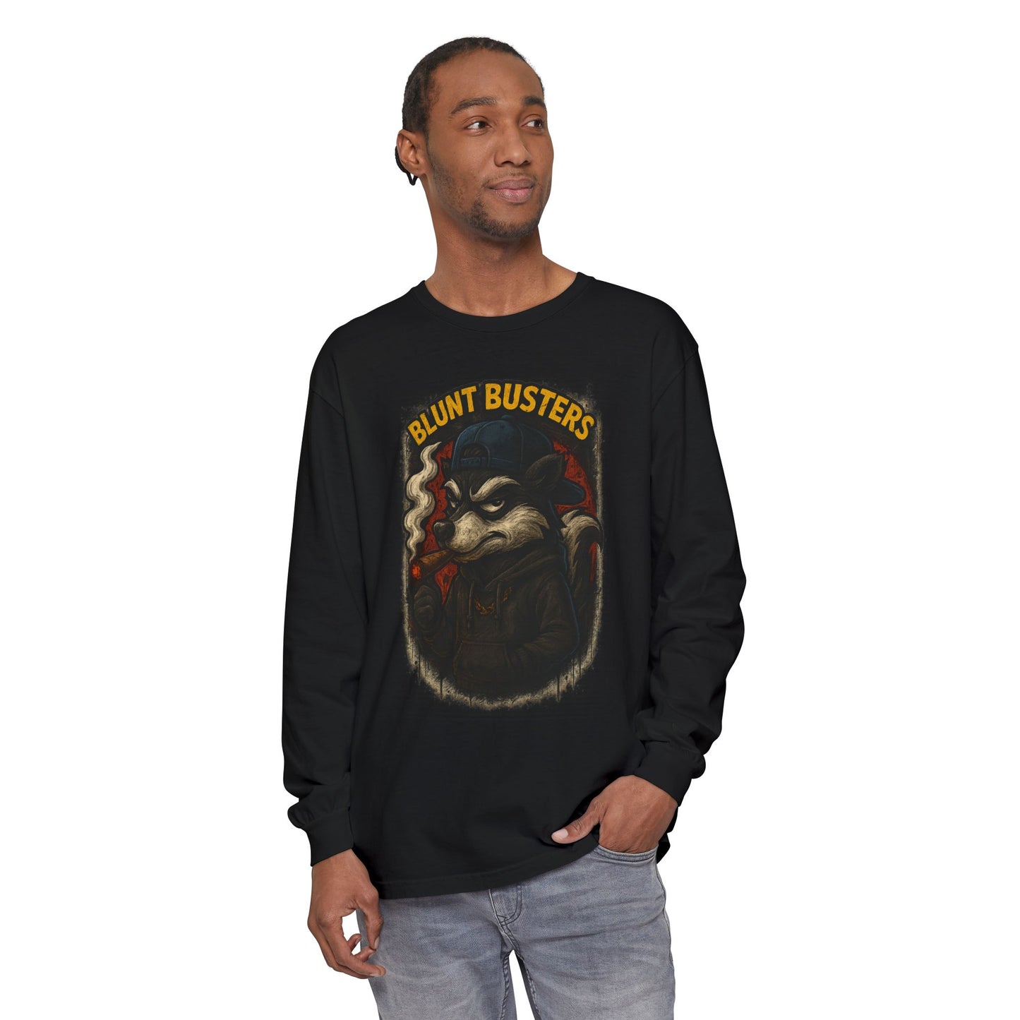 Retro Cartoon Long Sleeve T-Shirt for Casual Wear, Hipster Gift, Streetwear Style, Unisex Fashion, Graphic Tees, Blunt Busters Design