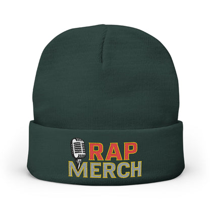 Rap Merch Embroidered Knit Beanie, Hip Hop Accessory, Music Lover Gift, Streetwear Fashion, Winter Warmth, Trendy Headwear