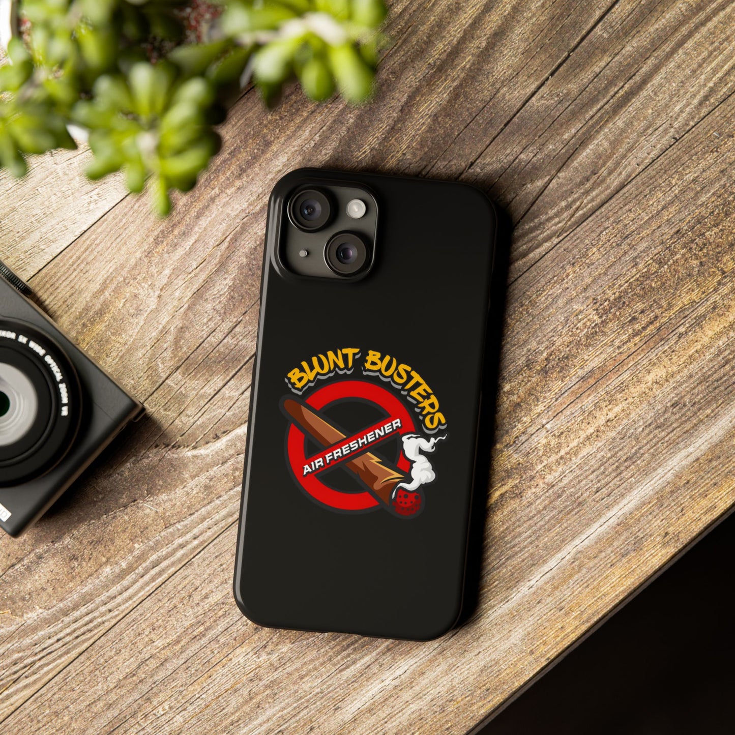 "Slim phone case with Blunt Busters design, trendy protective accessory and fun gift.