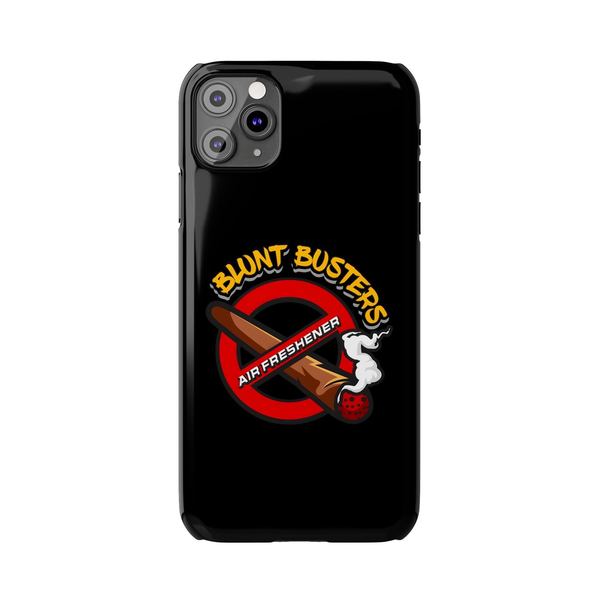 "Slim phone case with Blunt Busters design, trendy protective accessory and fun gift.