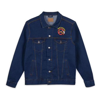 Vintage-style denim jacket with Blunt Busters embroidery