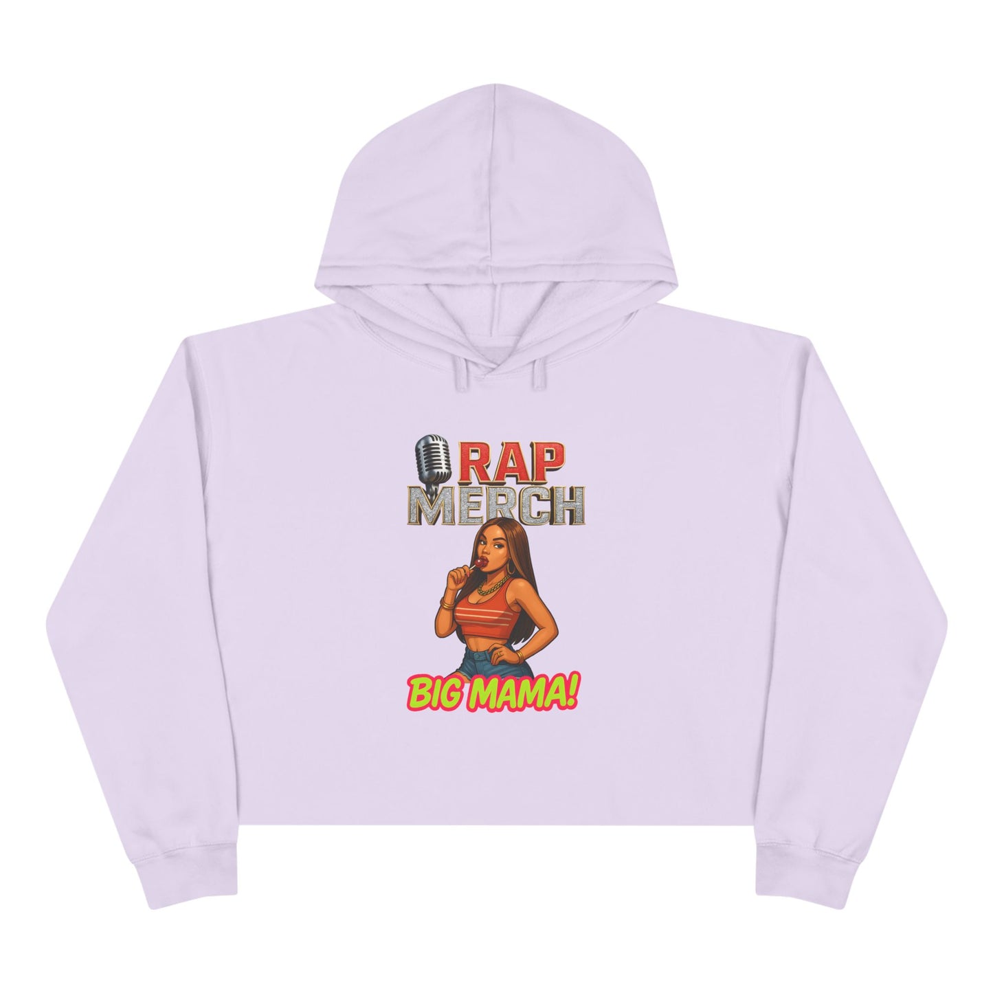 Rap Merch Crop Hoodie - Big Mama Design, Hip-Hop Fashion, Stylish Streetwear, Gift for Music Lovers, Summer Outfit