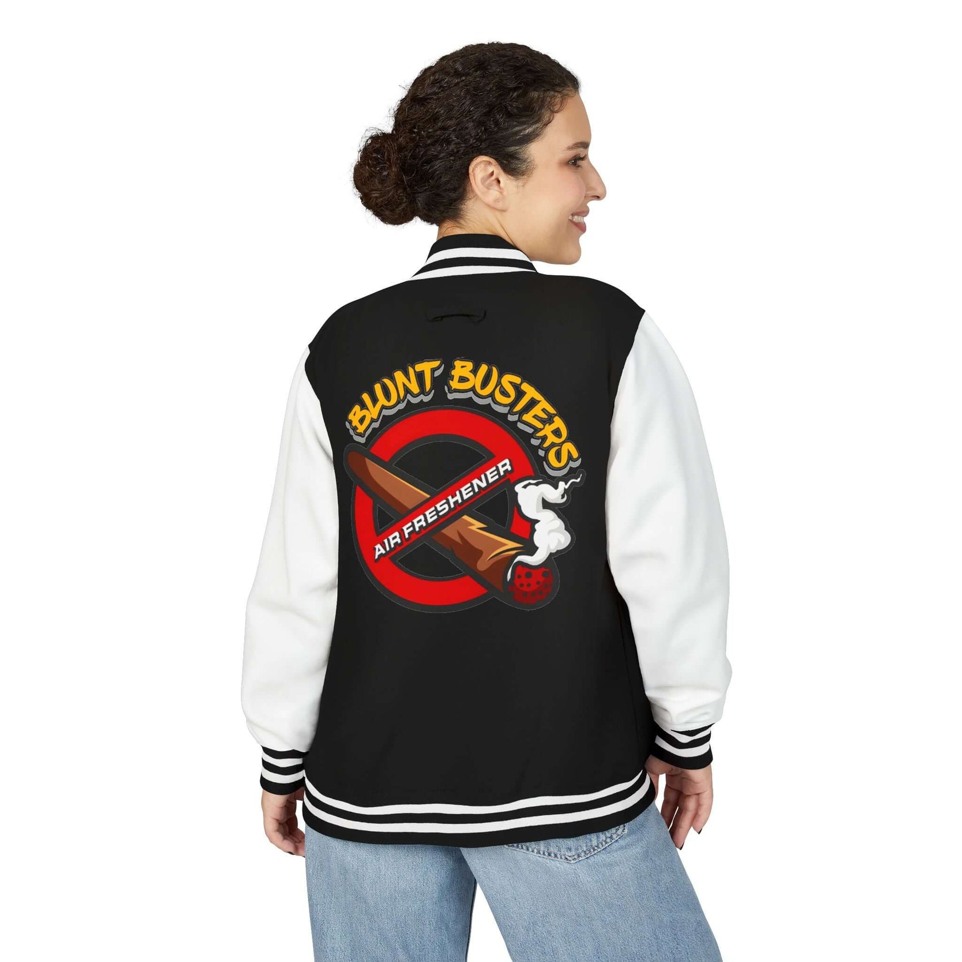 Trendy heavyweight varsity jacket for everyday streetwear Casual varsity jacket featuring unique air freshener design
