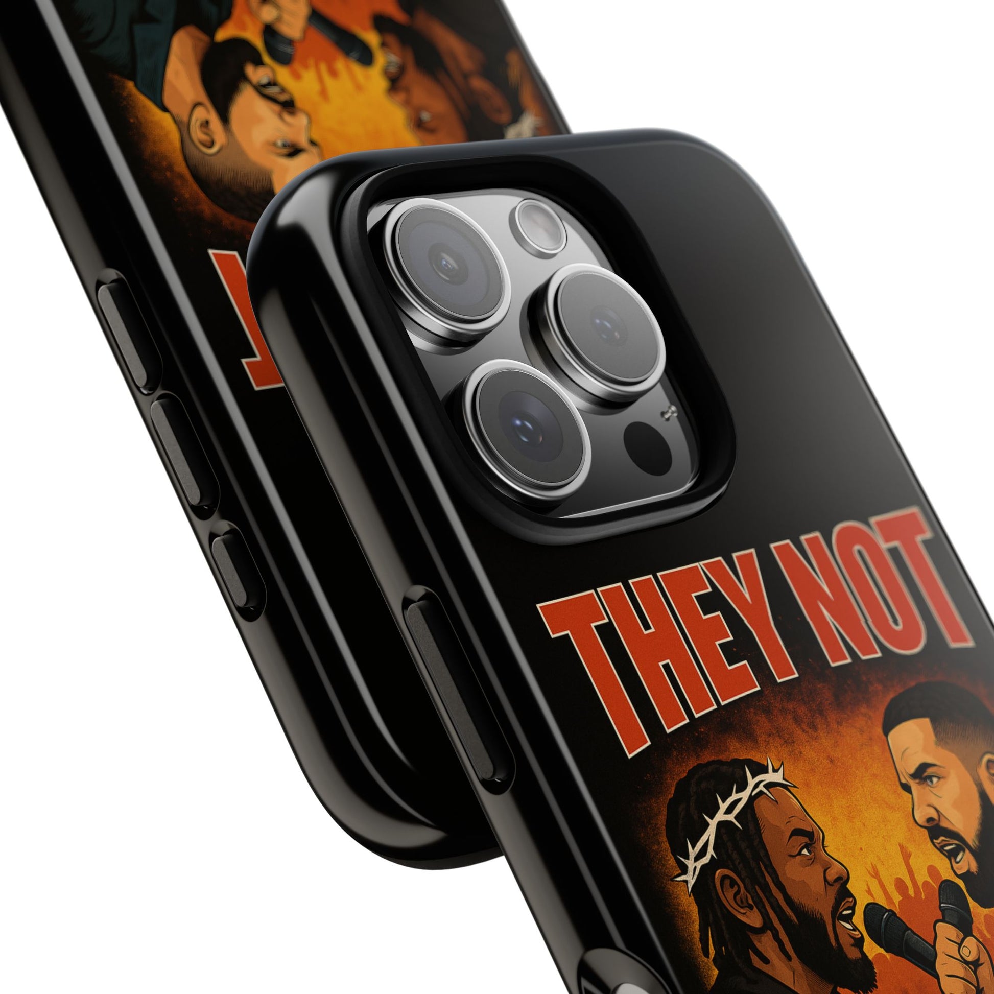 "Tough phone case, durable iPhone cover with funny design, perfect gift for Drake fans.