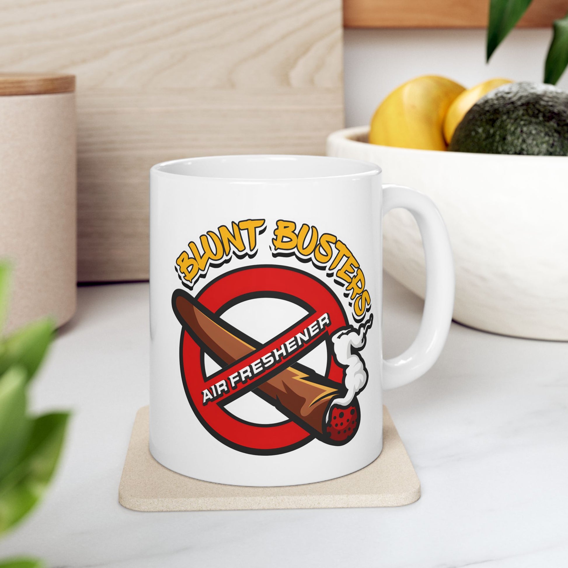 "Ghostbusters humor ceramic mug, funny coffee cup for fans, Halloween, or birthdays.